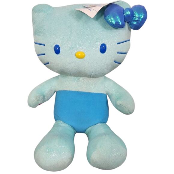 BUILD A BEAR HELLO KITTY SANRIO SUMMER WAVES 19" PLUSH BLUE BOW TOY STUFFED CAT - Picture 1 of 7